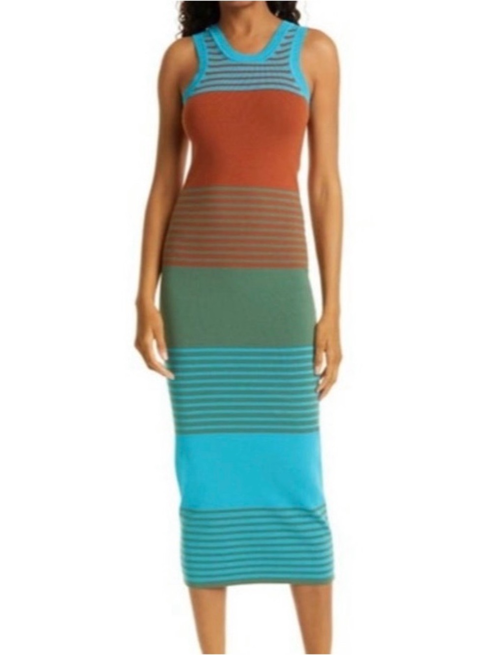 TANYA TAYLOR “Joelle” Striped Knit Sleeveless Midi Dress | Size Medium